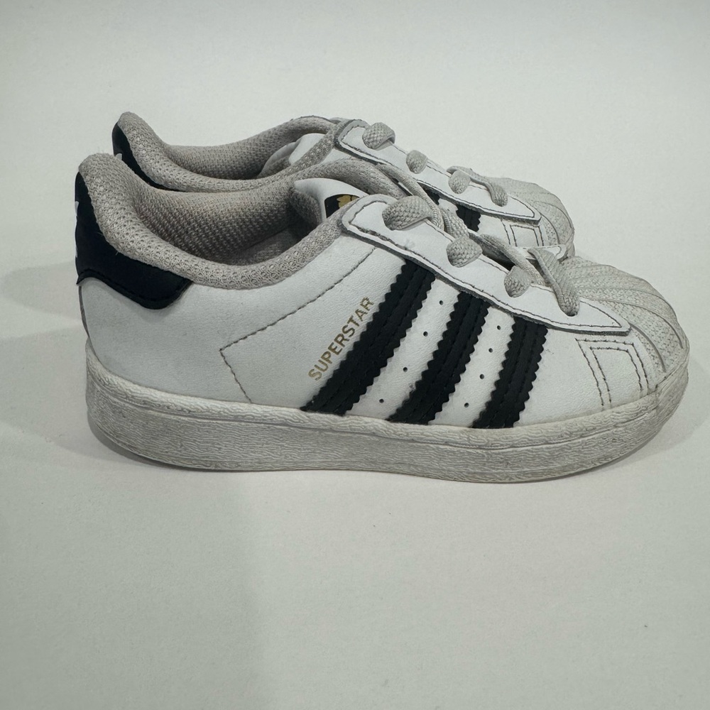 Adidas Kids Superstar II Elastic Lace Toddler Shoe White and Black Size 7